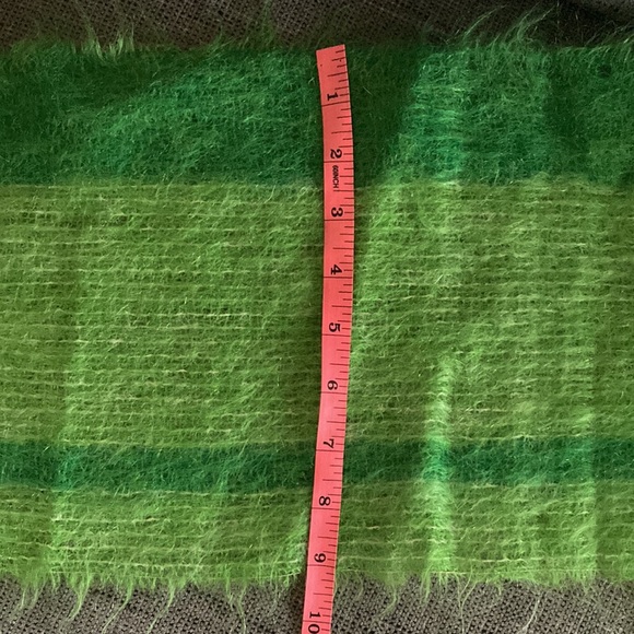 Mohair Wool Vintage Made in England Oblong Scarf Green Unisex - Picture 5 of 6